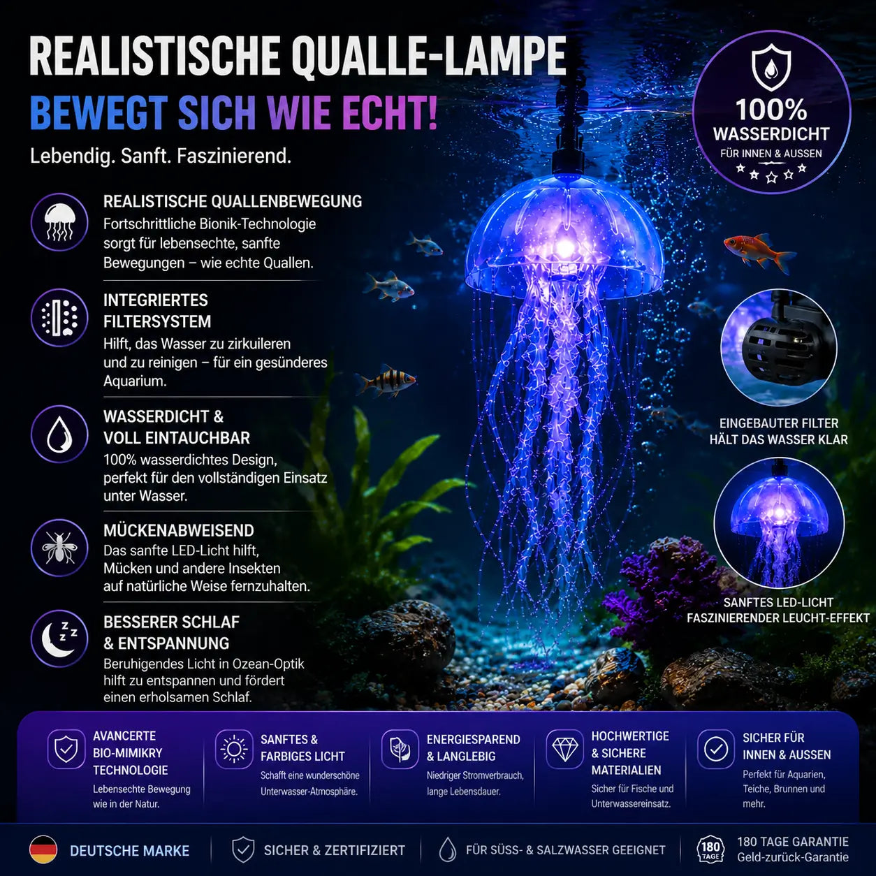 Topacme® Ultra-Realistische Bionische Quallenleuchte